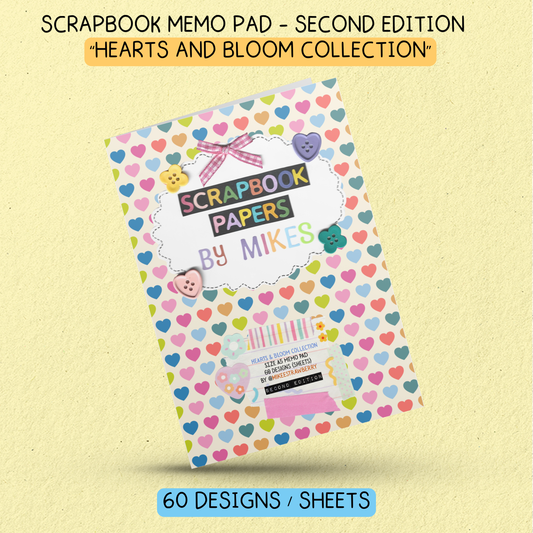(PRE-ORDER) Scrapbook Memo Pad (2nd Edition) - "Hearts & Bloom Collection" - 60 sheets