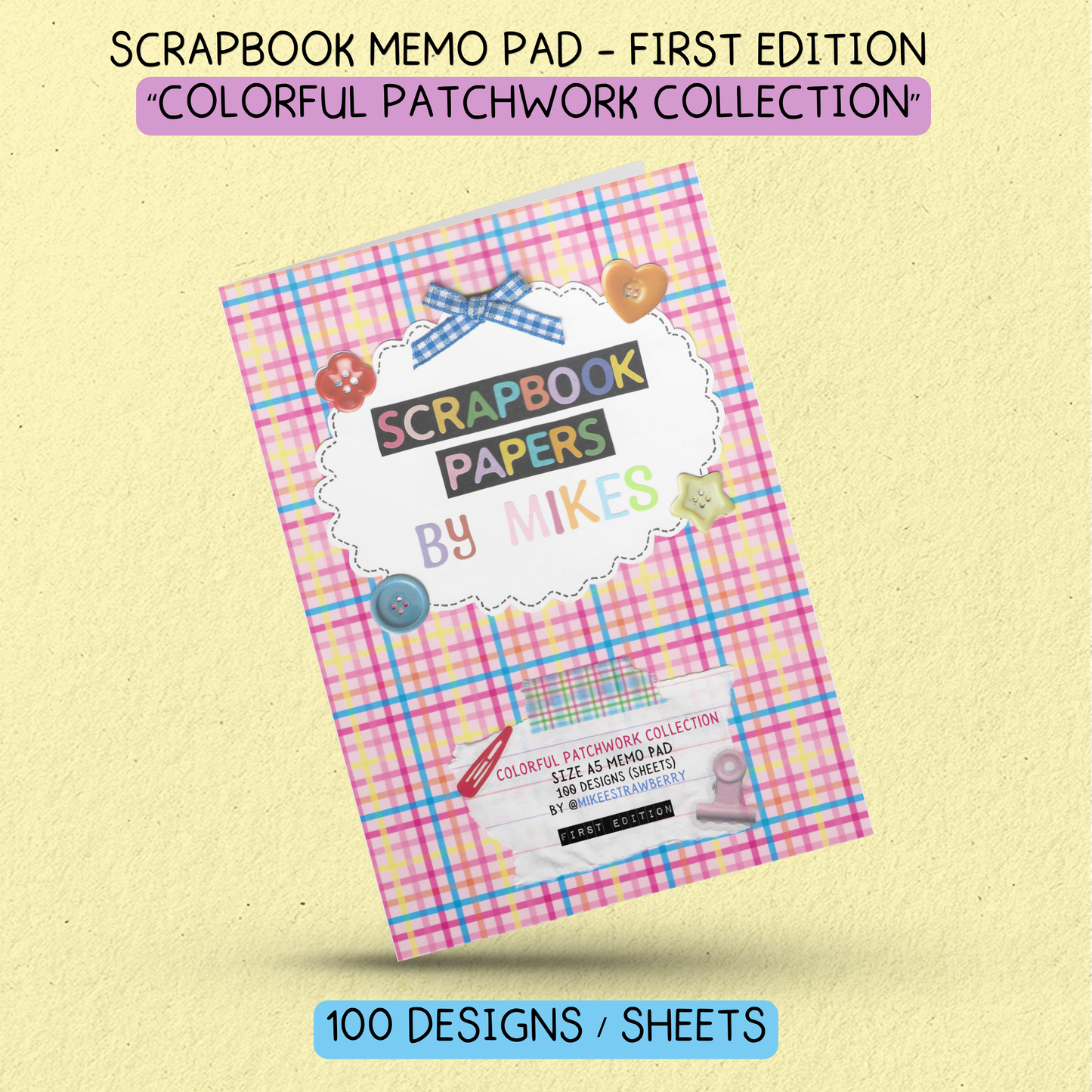 (PRE-ORDER) Scrapbook Memo Pad (1st Edition) - "Colorful Patchwork Collection" - 100 sheets