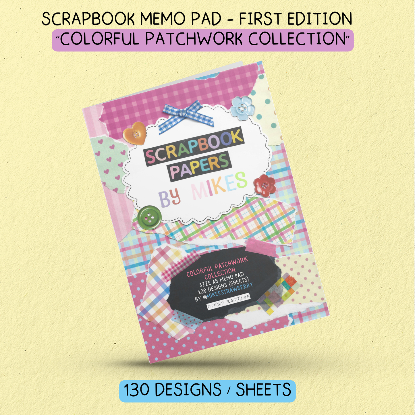 (PRE-ORDER) Scrapbook Memo Pad (1st Edition) - "Colorful Patchwork Collection" - 130 sheets
