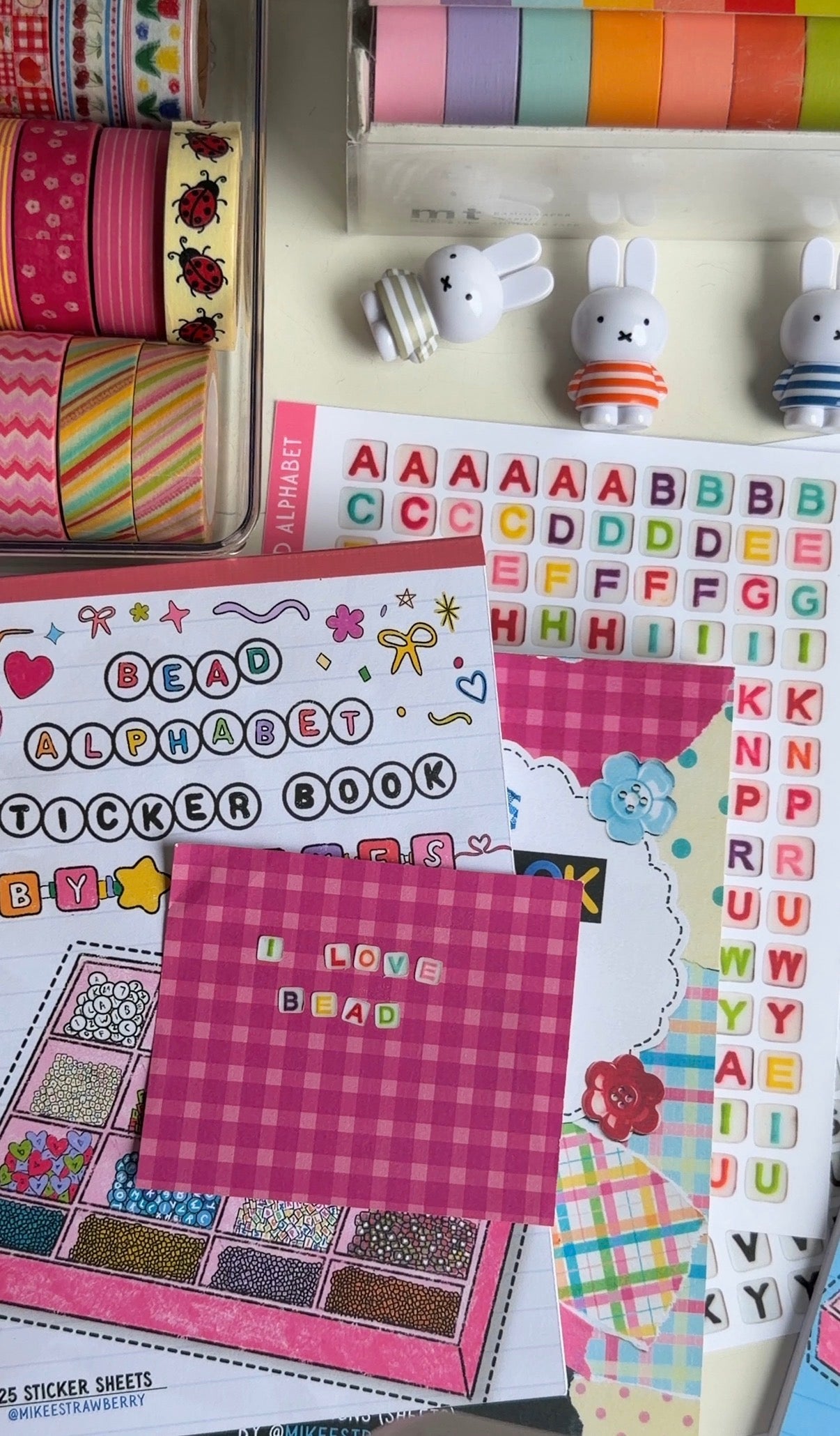 (PRE-ORDER) Bead Alphabet Sticker Book by Mikes - 15 sheets