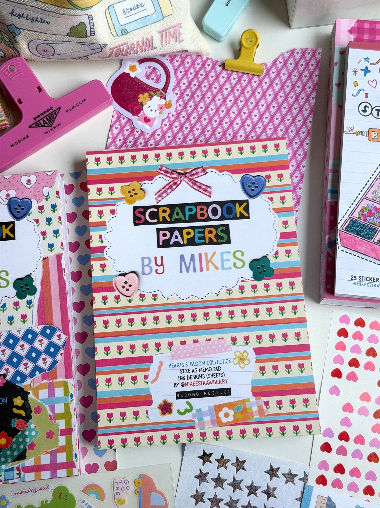 (PRE-ORDER) Scrapbook Memo Pad (2nd Edition) - "Hearts & Bloom Collection" - 100 sheets