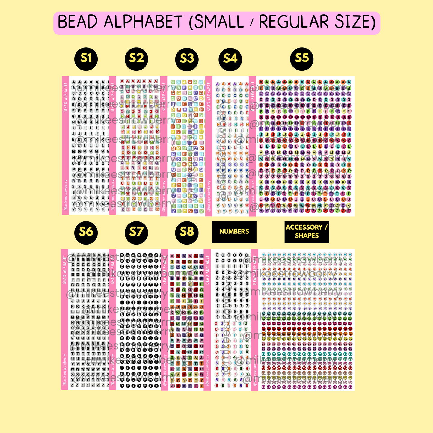 Bead Alphabet Sticker Sheet