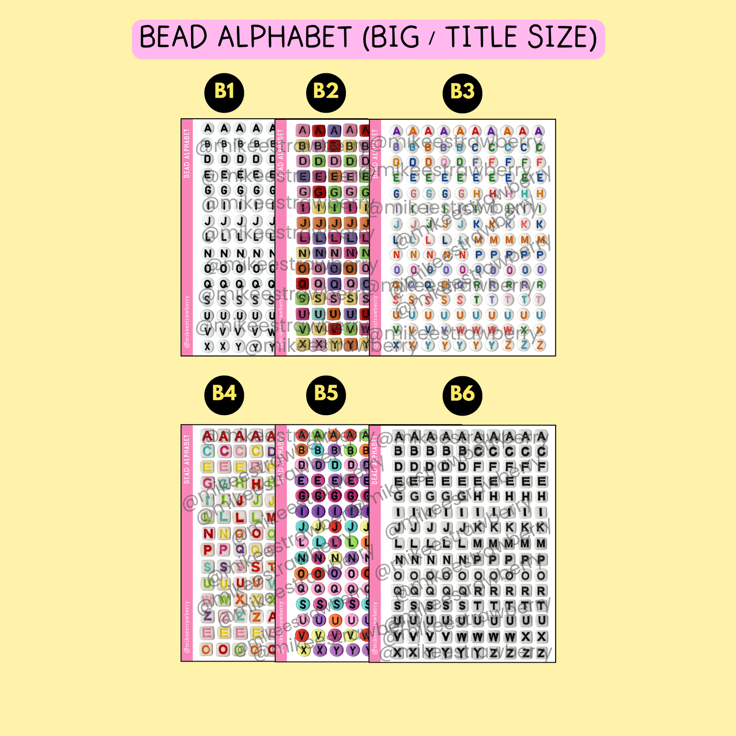 Bead Alphabet Sticker Sheet