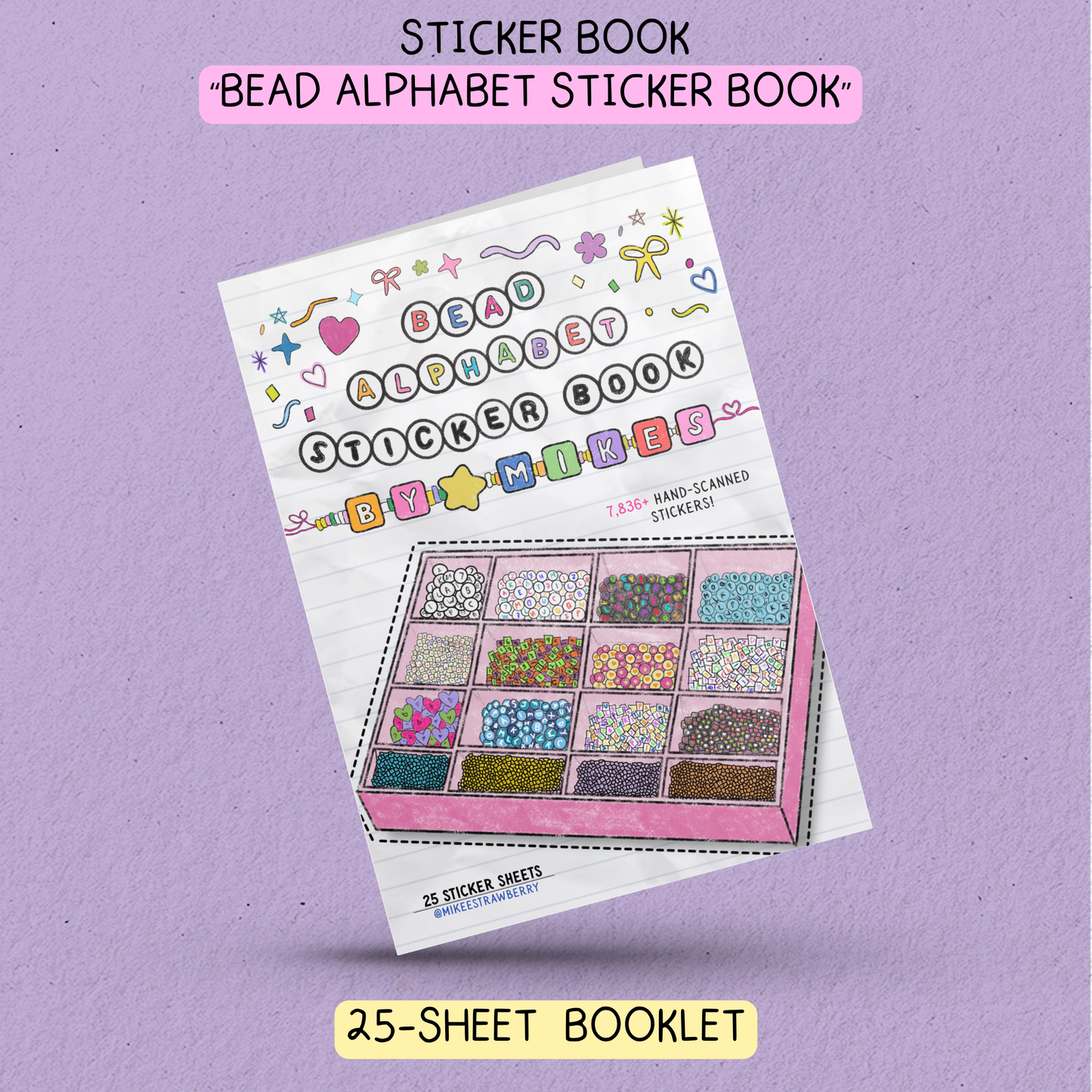 (PRE-ORDER) Bead Alphabet Sticker Book by Mikes - 25 sheets