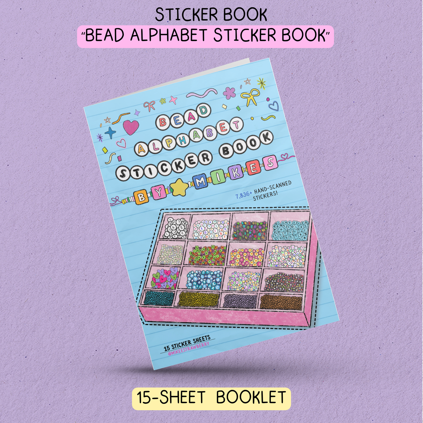 (PRE-ORDER) Bead Alphabet Sticker Book by Mikes - 15 sheets