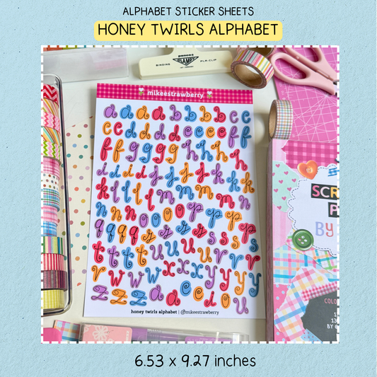 Honey Twirls Alphabet Sticker Sheet